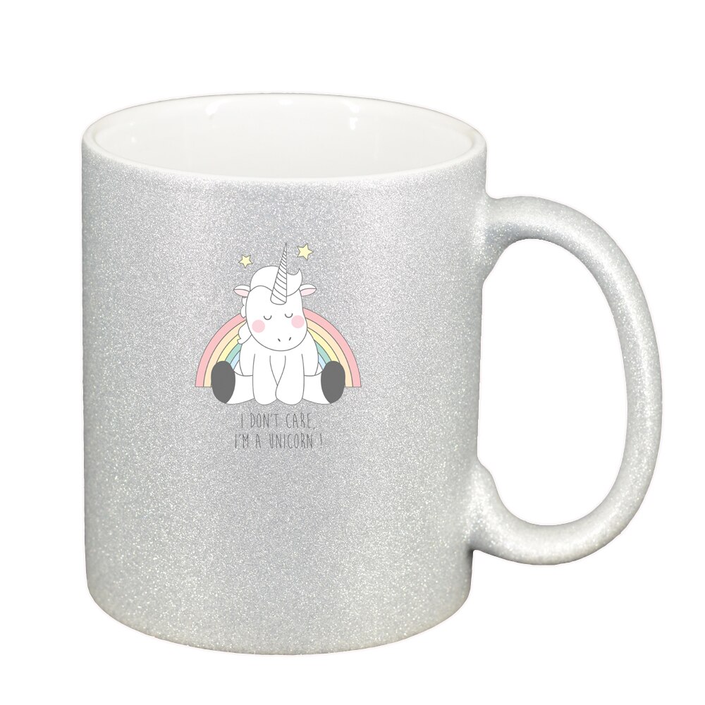 Cana I Don't Care - Unicorn, argintiu sidefata glitter, 330ml, D1430